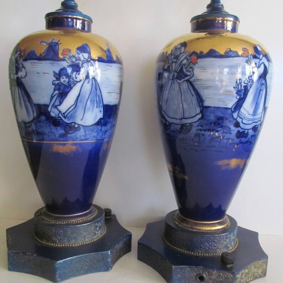 Pr of Flow Blue Lamps Flow Blue Delft Holland Lamps Blue Delft Lamps Flow Blue - Picture 4 of 8